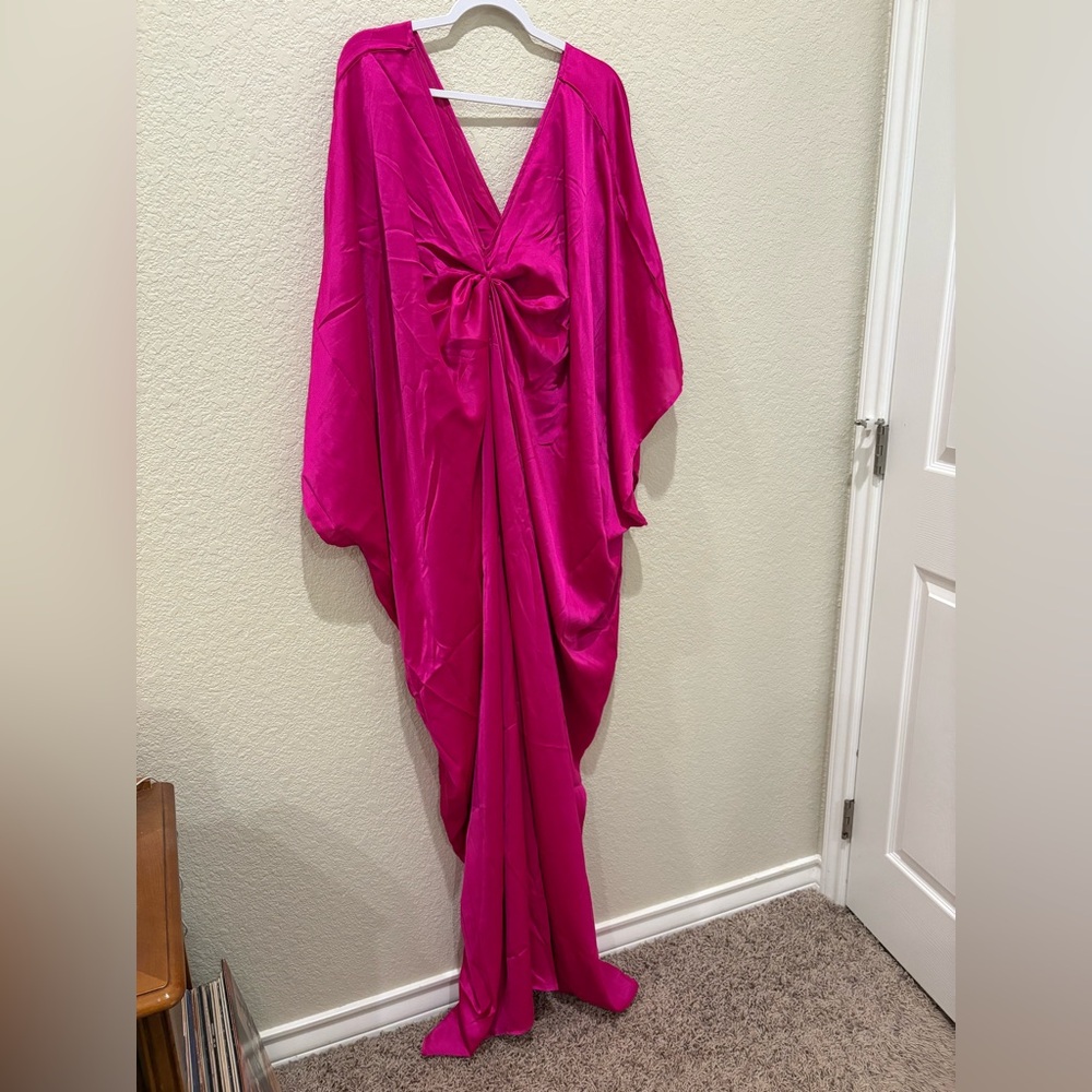 NWT B FYNE satin pink kaftan coverup one size